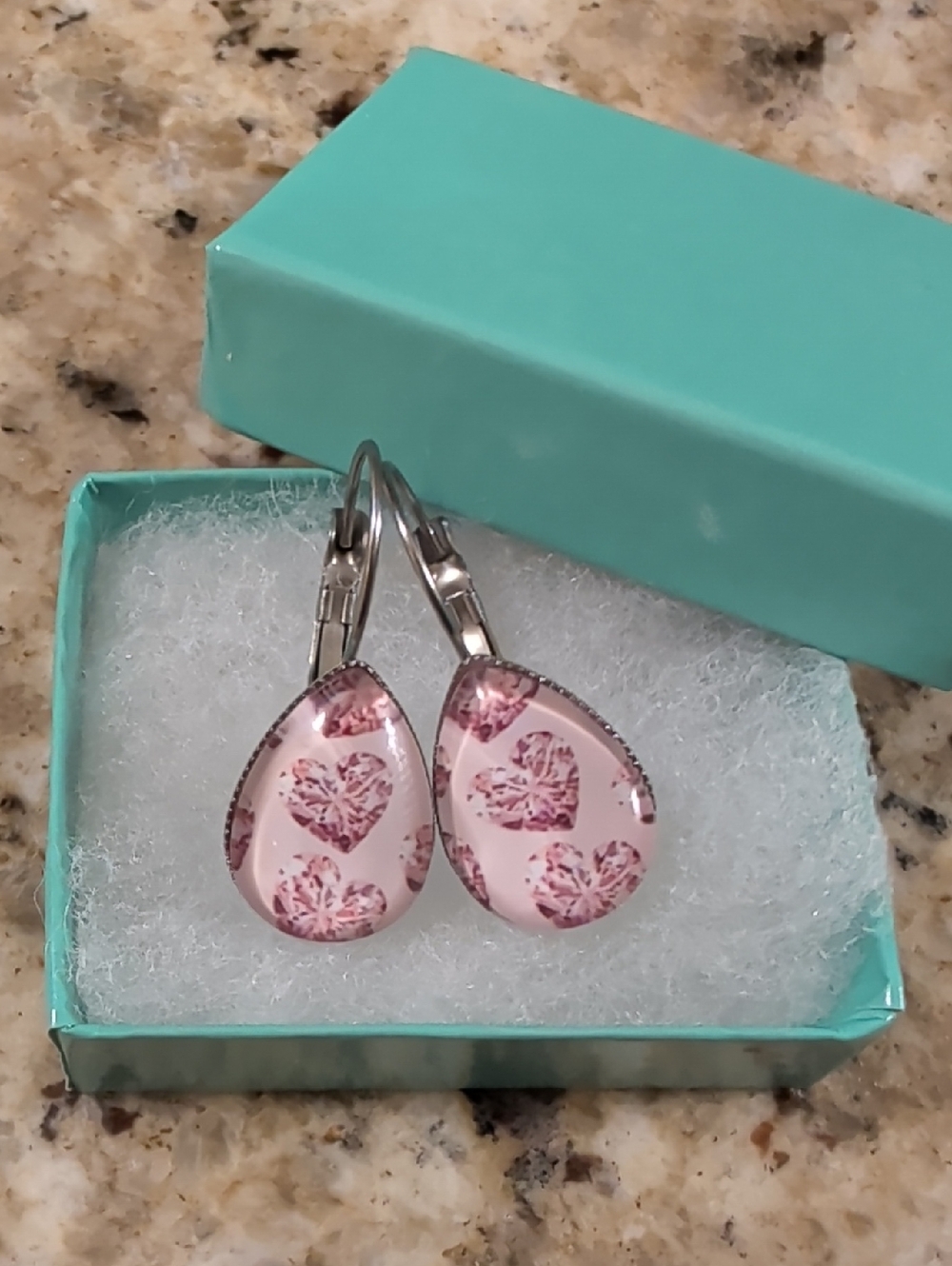 5 For $25.00 - Delicate Pink Heart Teardrop Earrings - Women's Jewelry